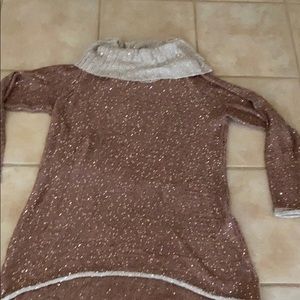 Sequined two-tone cowl-neck sweater